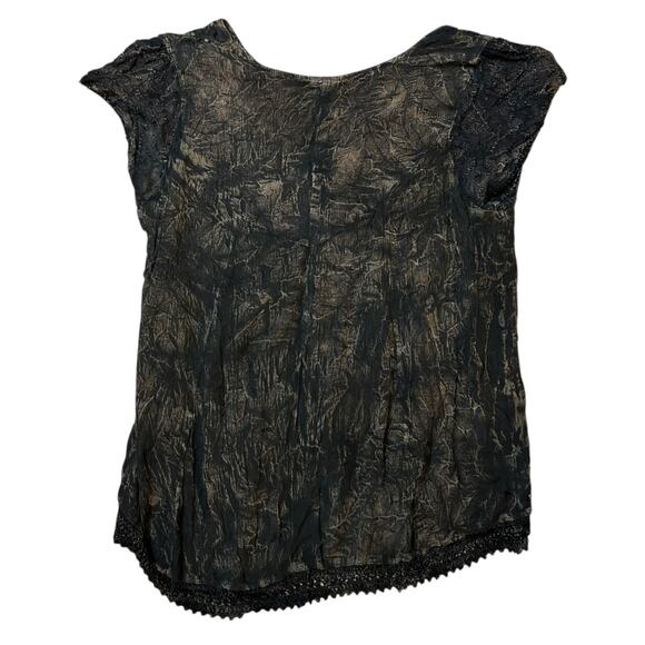 Y2K Whimsigoth Brown Sequin Scoop Neck Cotton Top Womens Size XL Boho Hippie - Picture 5 of 5